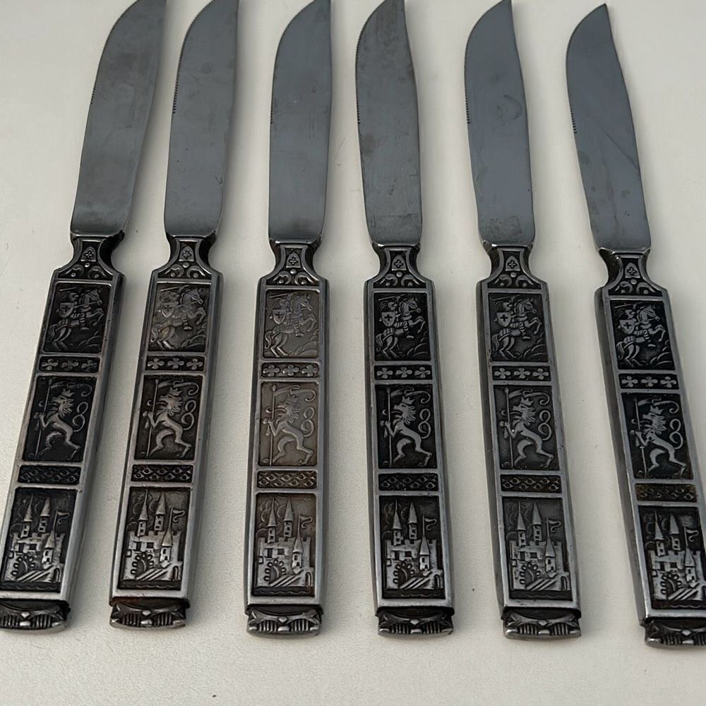 Nasco Crusader Stainless Steel Knives Medieval Set of 6